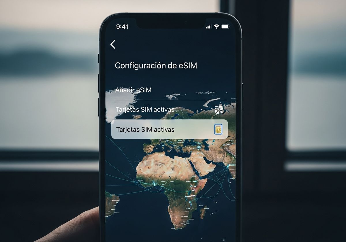 Phone showing an eSIM data plan for travel