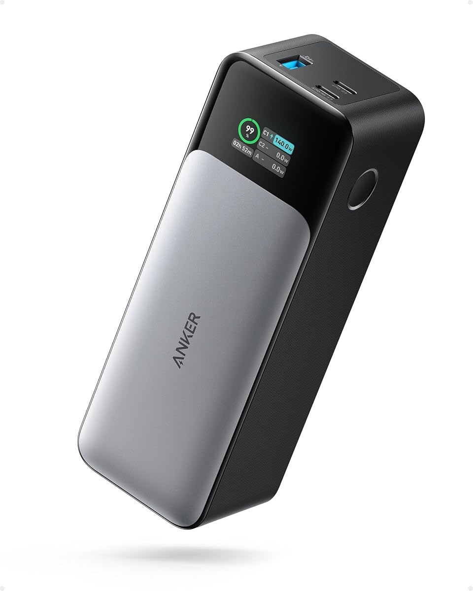 High-capacity portable power bank with USB-C and USB-A ports