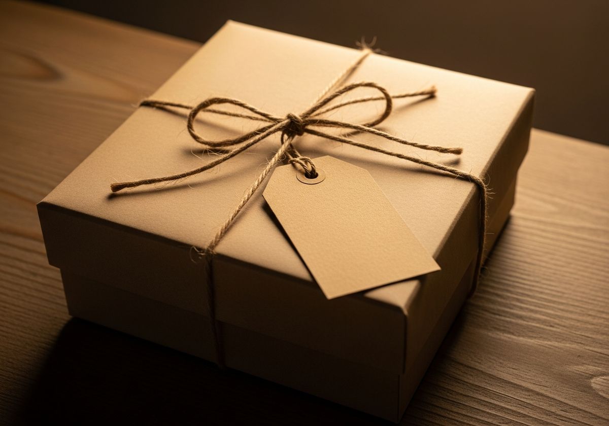 Curated travel gift box with kraft paper wrapping and luggage tag