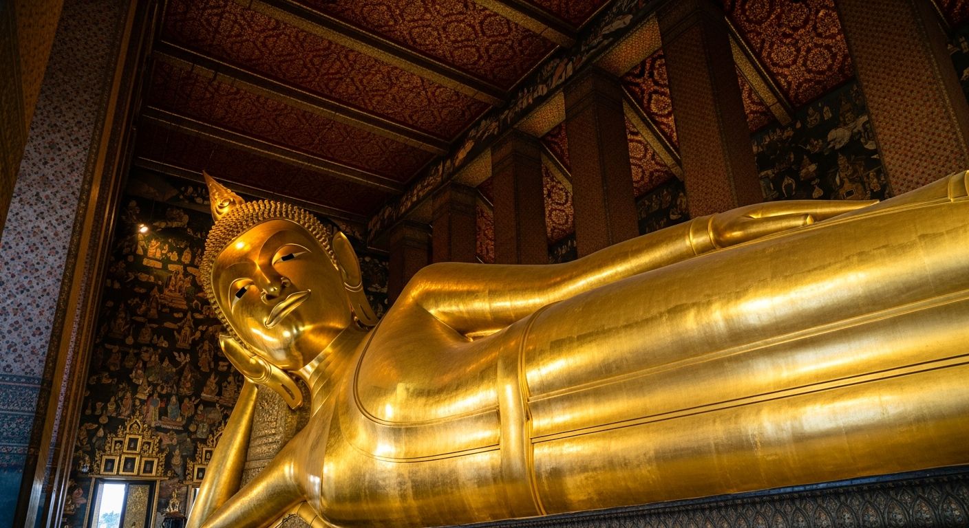 Wat Pho at golden hour, silence in the city