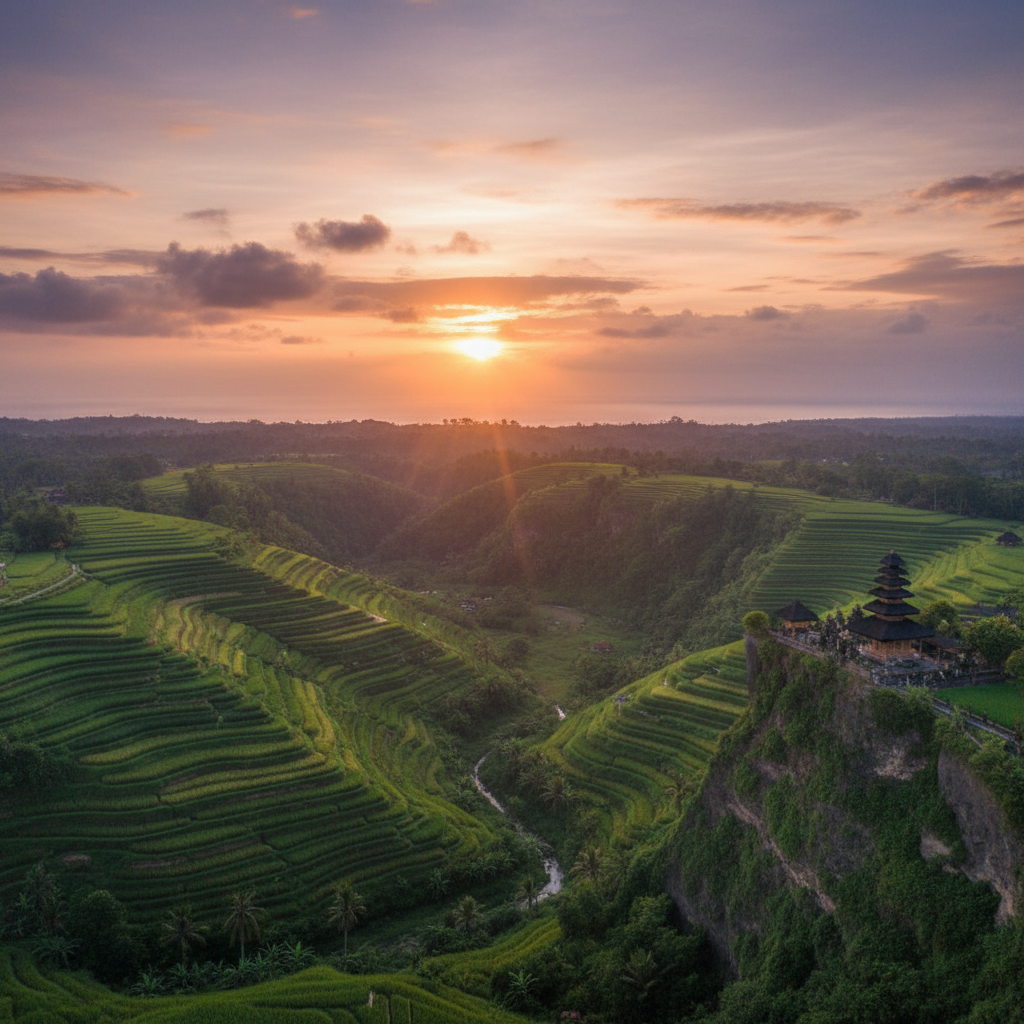 Rice paddies at sunset in Bali