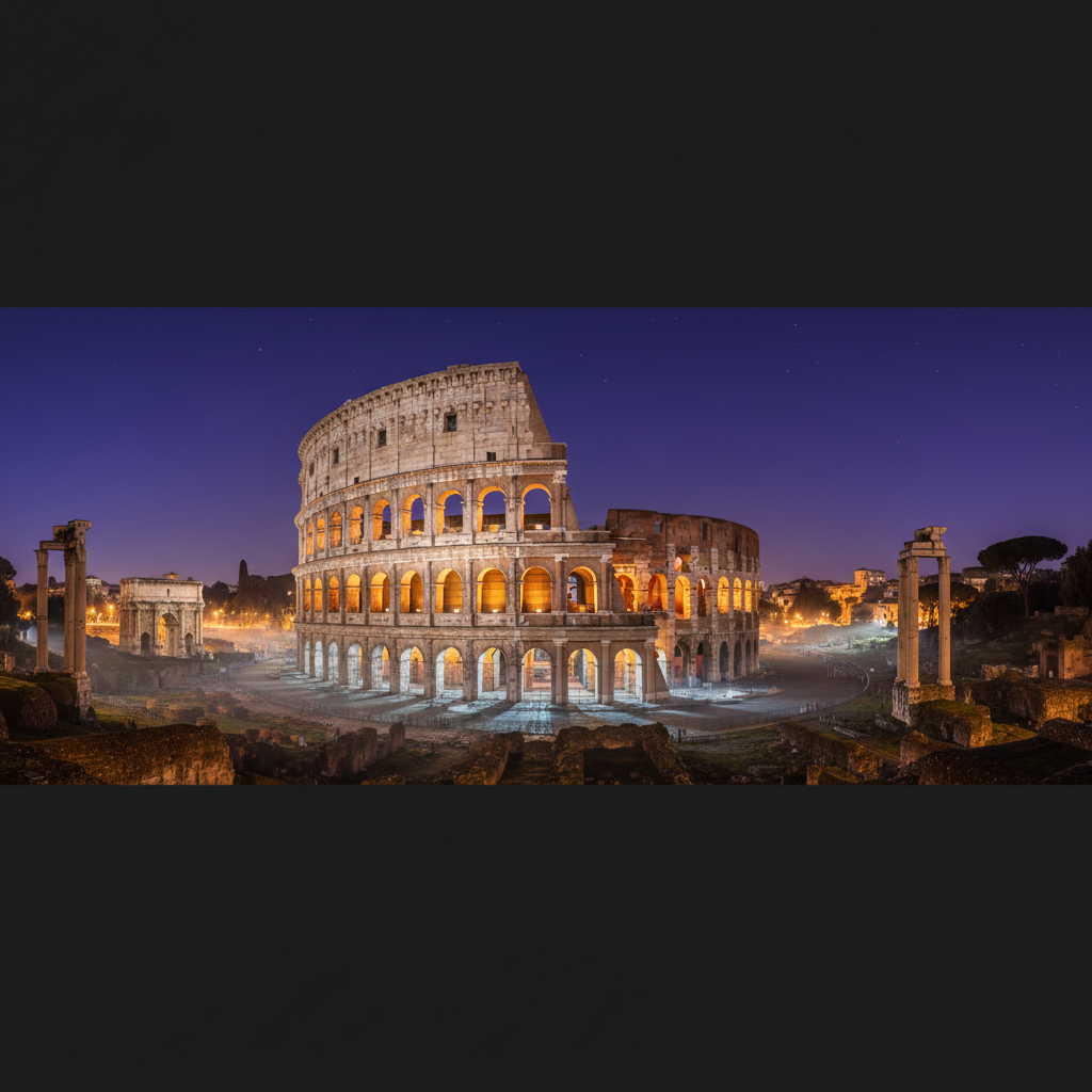 Rome Colosseum at night