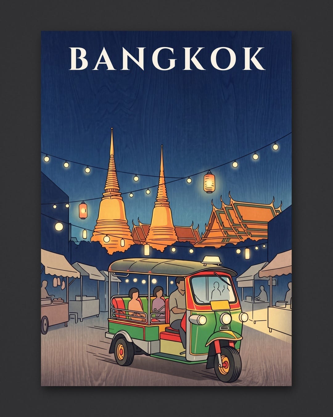 Bangkok Tuk Tuk at Night print, unframed