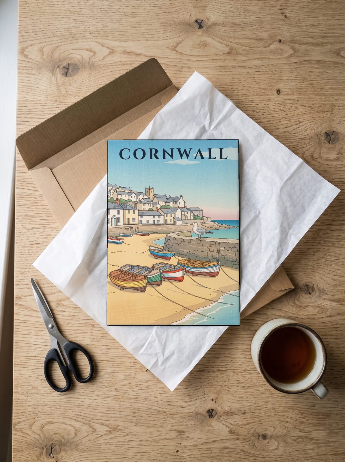 Cornwall St Ives Harbour print: unboxing the unframed A4 print in its mailer