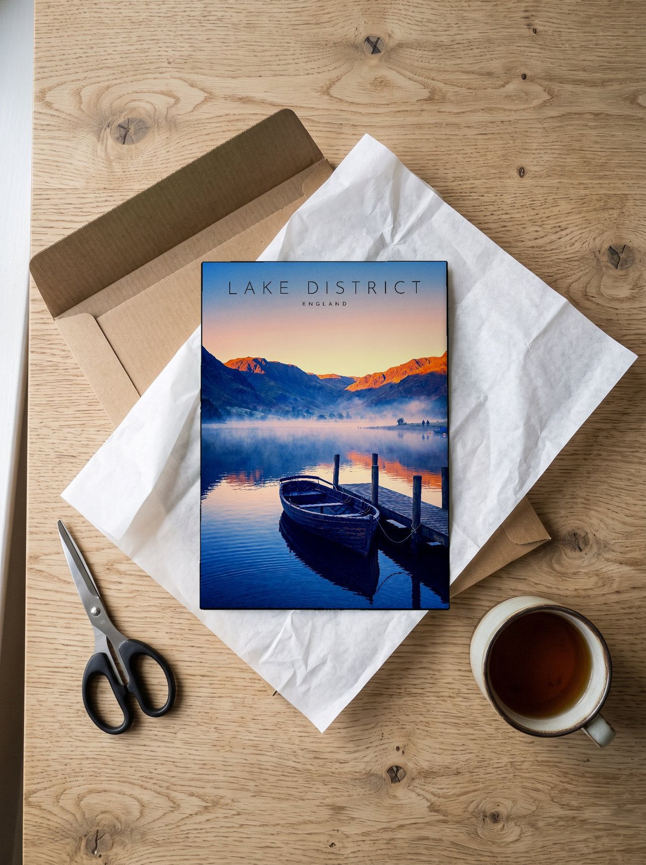 Derwentwater at Dawn print: unboxing the unframed A4 print in its mailer