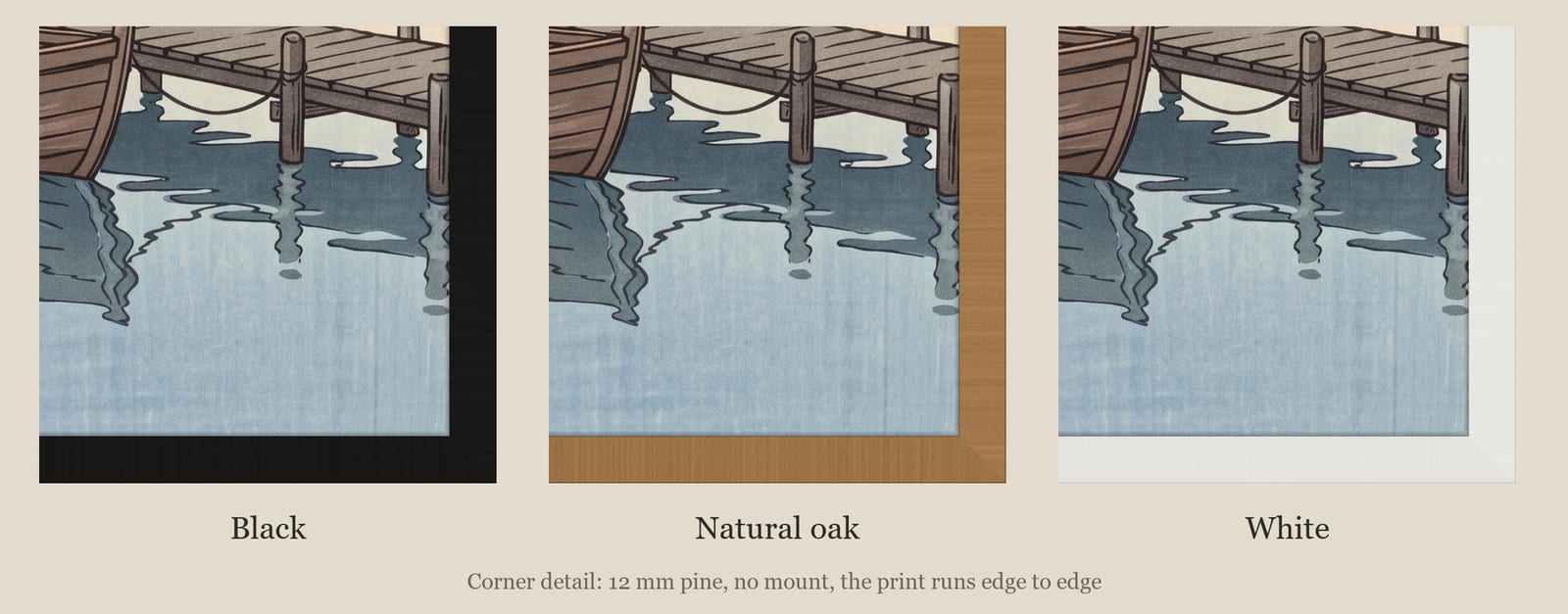 Lake District Rowing Boat print: corner detail of each finish