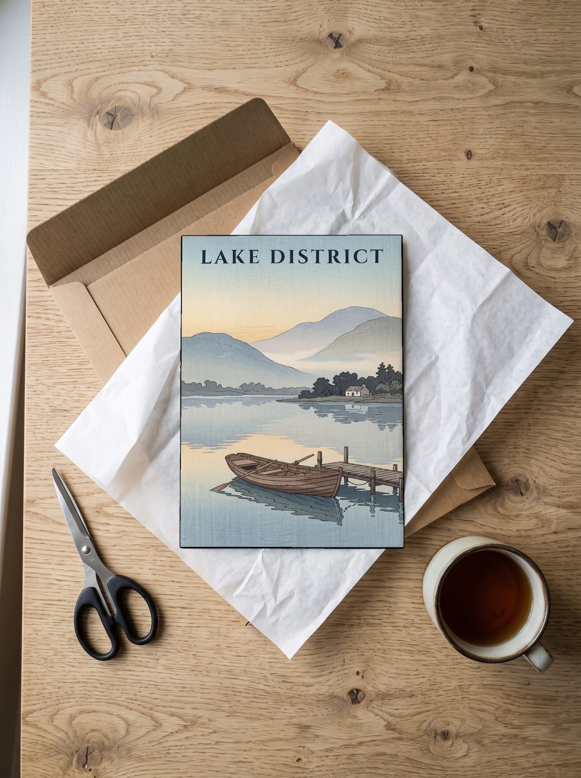 Lake District Rowing Boat print: unboxing the unframed A4 print in its mailer