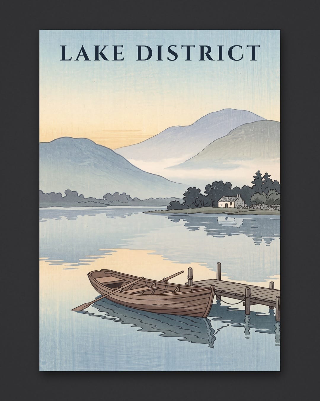 Lake District Rowing Boat print, unframed