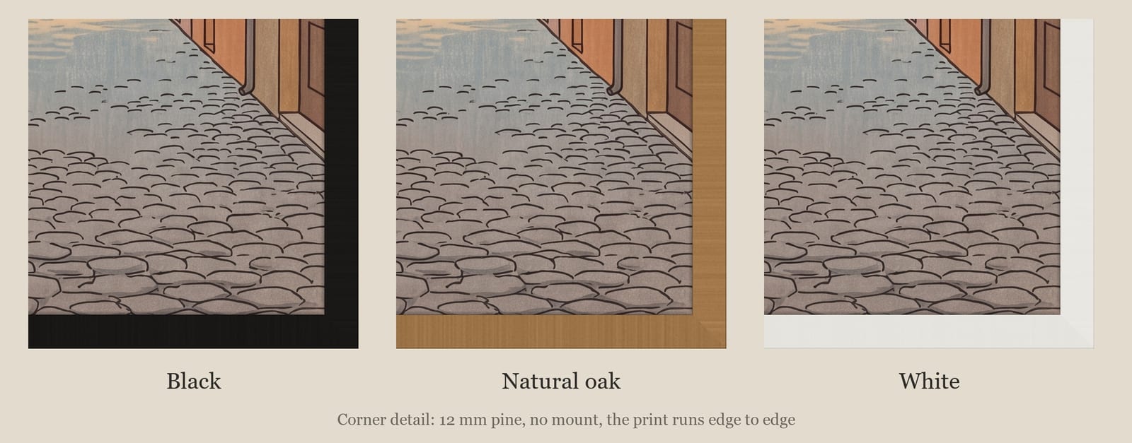 Rome Scooter and Colosseum print: corner detail of each finish