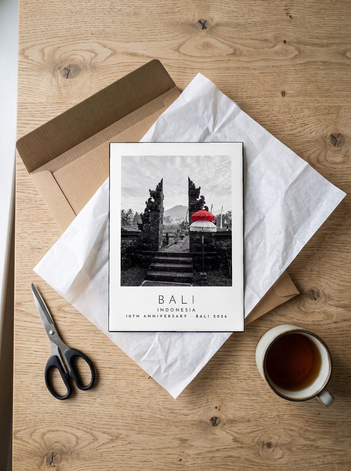 Our Trip Bali print: unboxing the unframed A4 print in its mailer