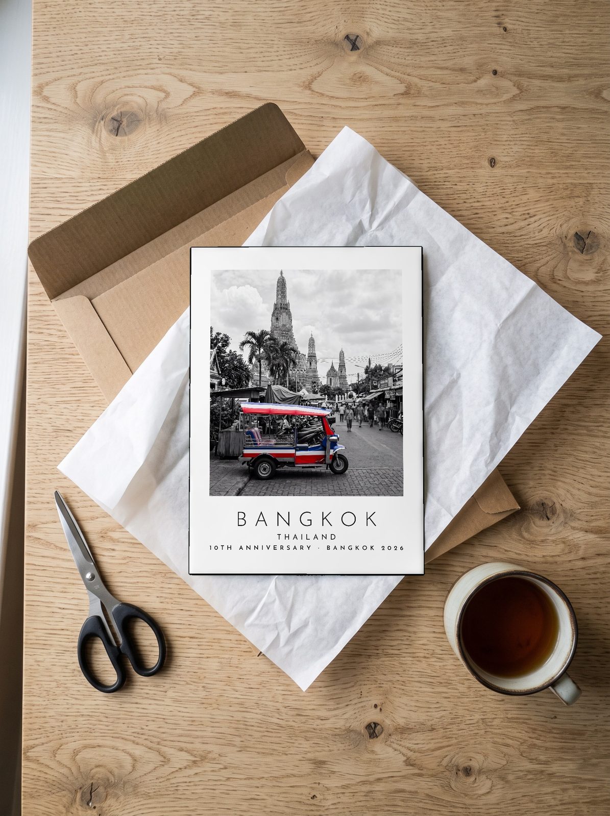 Our Trip Bangkok print: unboxing the unframed A4 print in its mailer