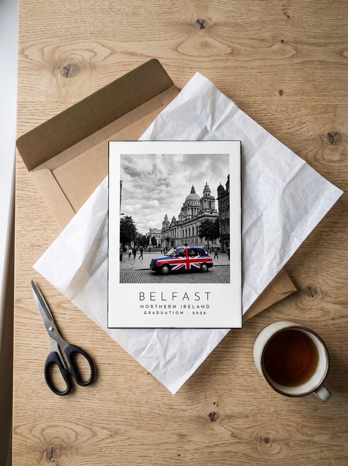 Our Trip Belfast print: unboxing the unframed A4 print in its mailer
