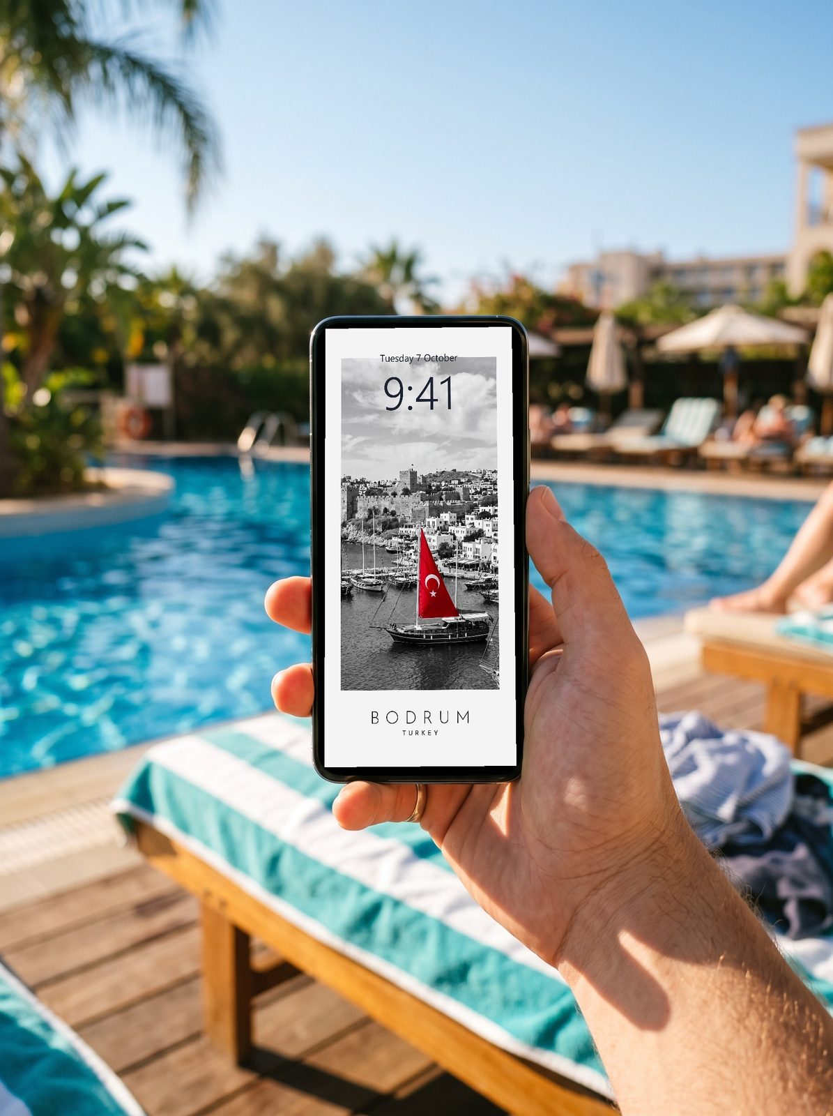 Our Trip Bodrum print: as a phone lock screen wallpaper