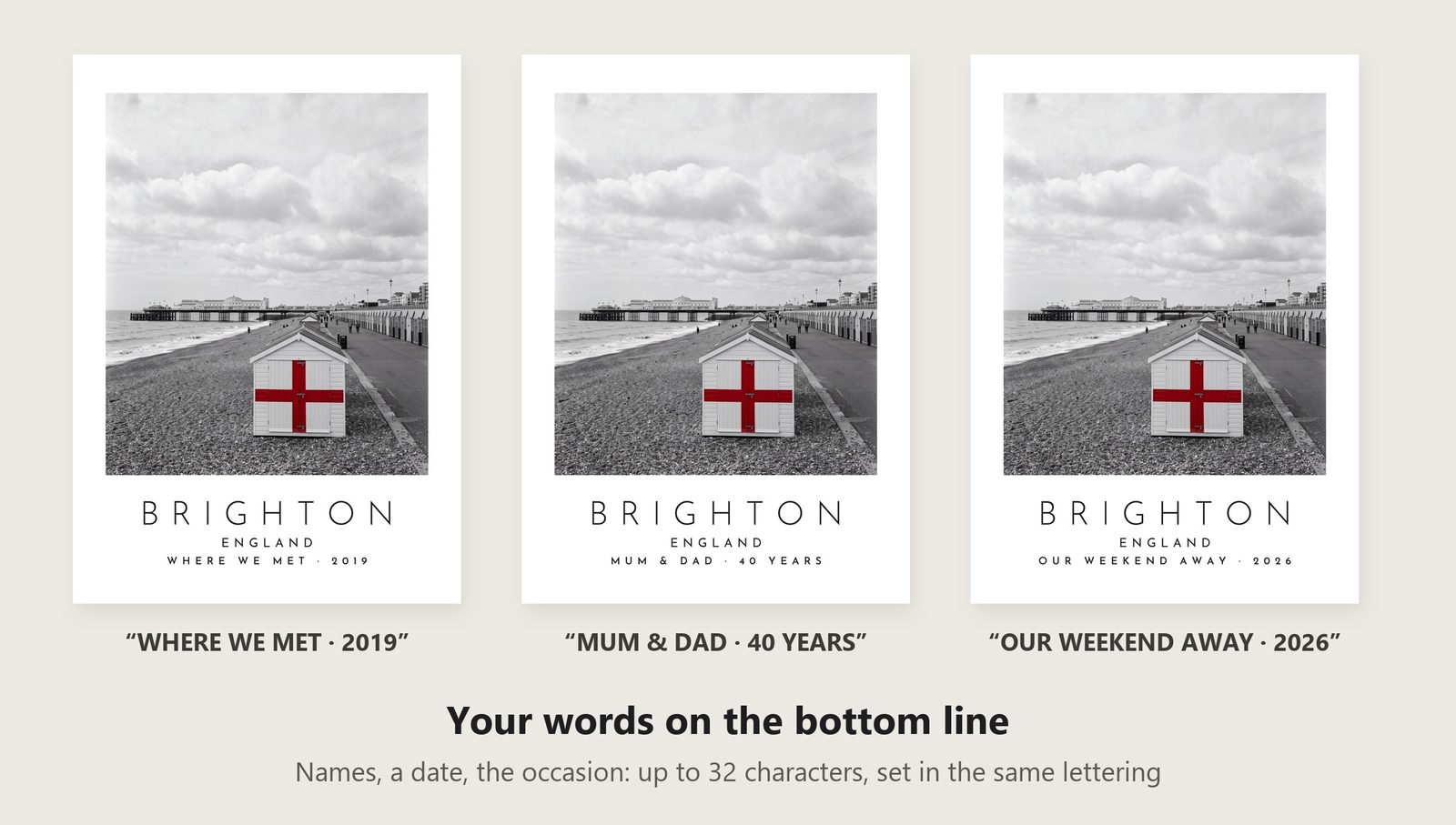 Our Trip Brighton print: three example lines to personalise it