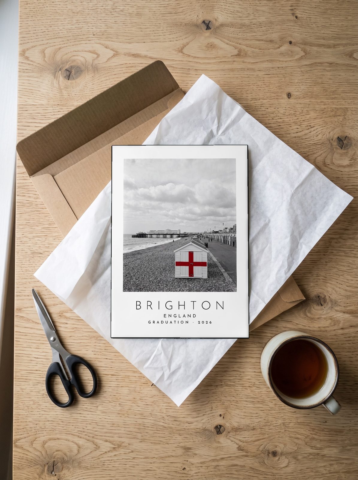 Our Trip Brighton print: unboxing the unframed A4 print in its mailer