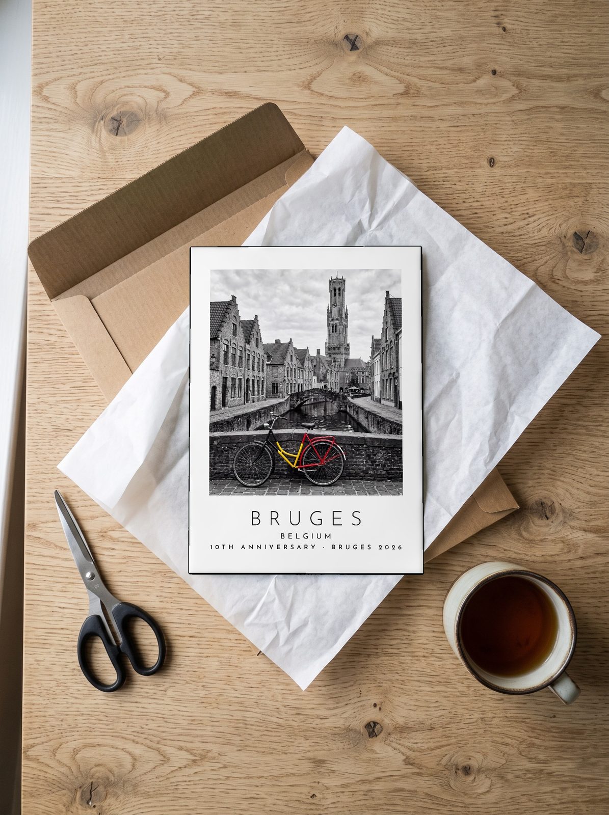 Our Trip Bruges print: unboxing the unframed A4 print in its mailer