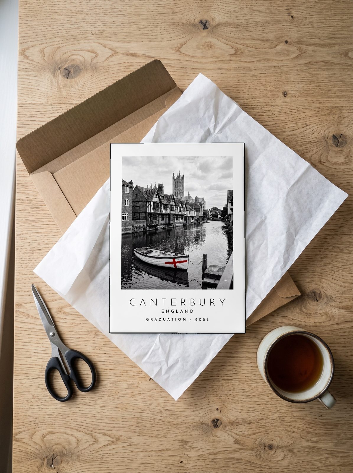 Our Trip Canterbury print: unboxing the unframed A4 print in its mailer