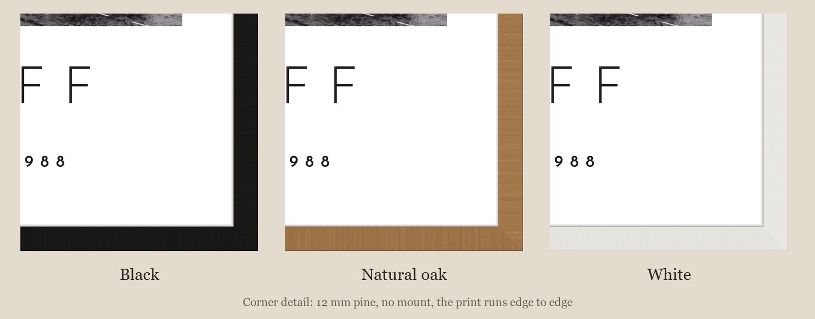 Our Trip Cardiff print: corner detail of each finish