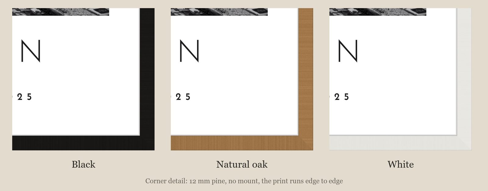 Our Trip Dublin print: corner detail of each finish