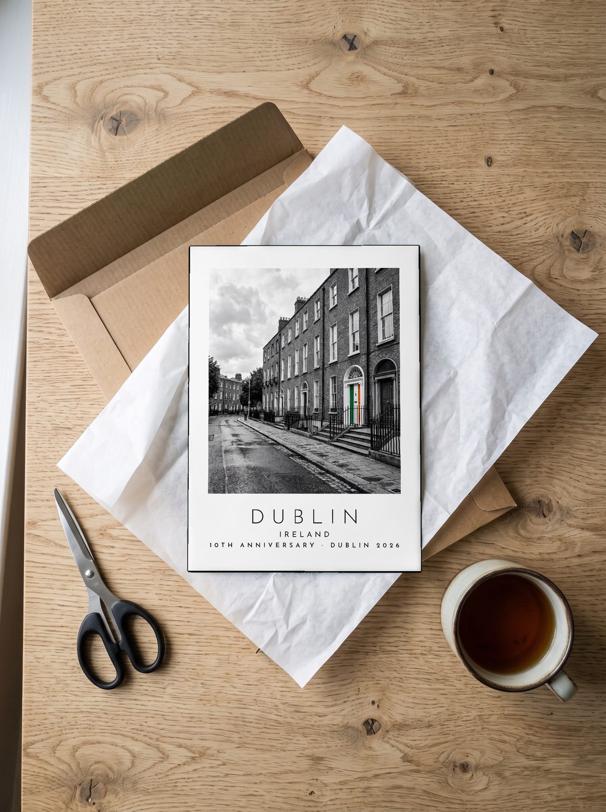 Our Trip Dublin print: unboxing the unframed A4 print in its mailer