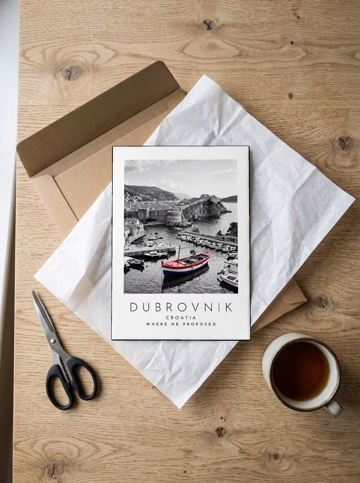 Our Trip Dubrovnik print: unboxing the unframed A4 print in its mailer