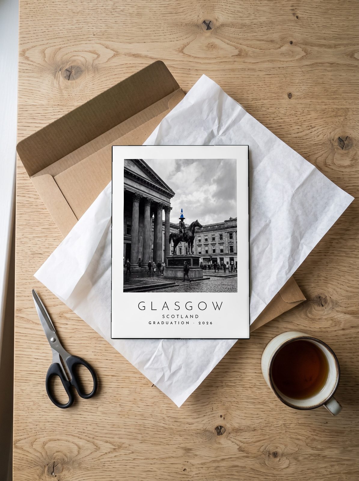 Our Trip Glasgow print: unboxing the unframed A4 print in its mailer