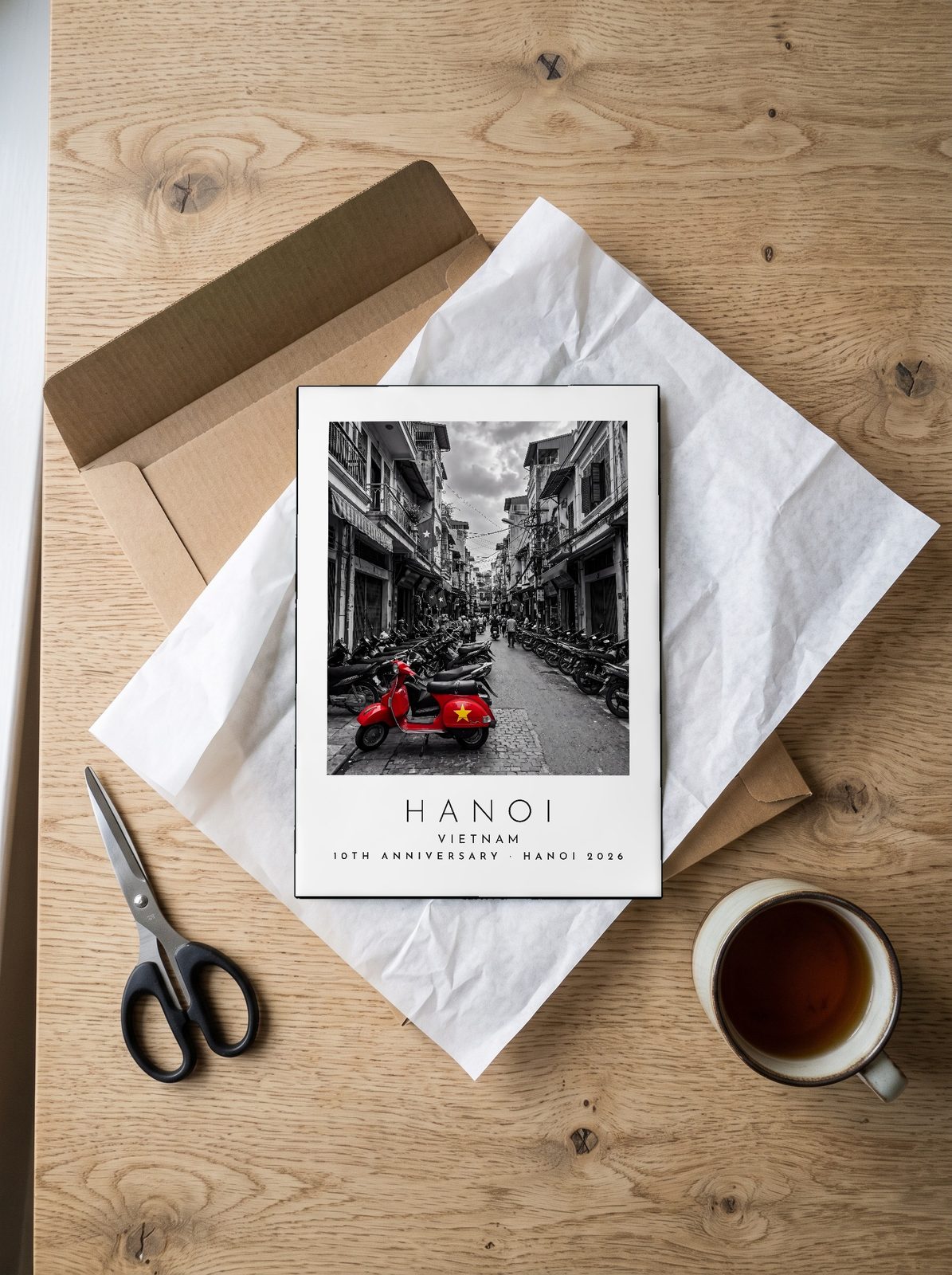 Our Trip Hanoi print: unboxing the unframed A4 print in its mailer