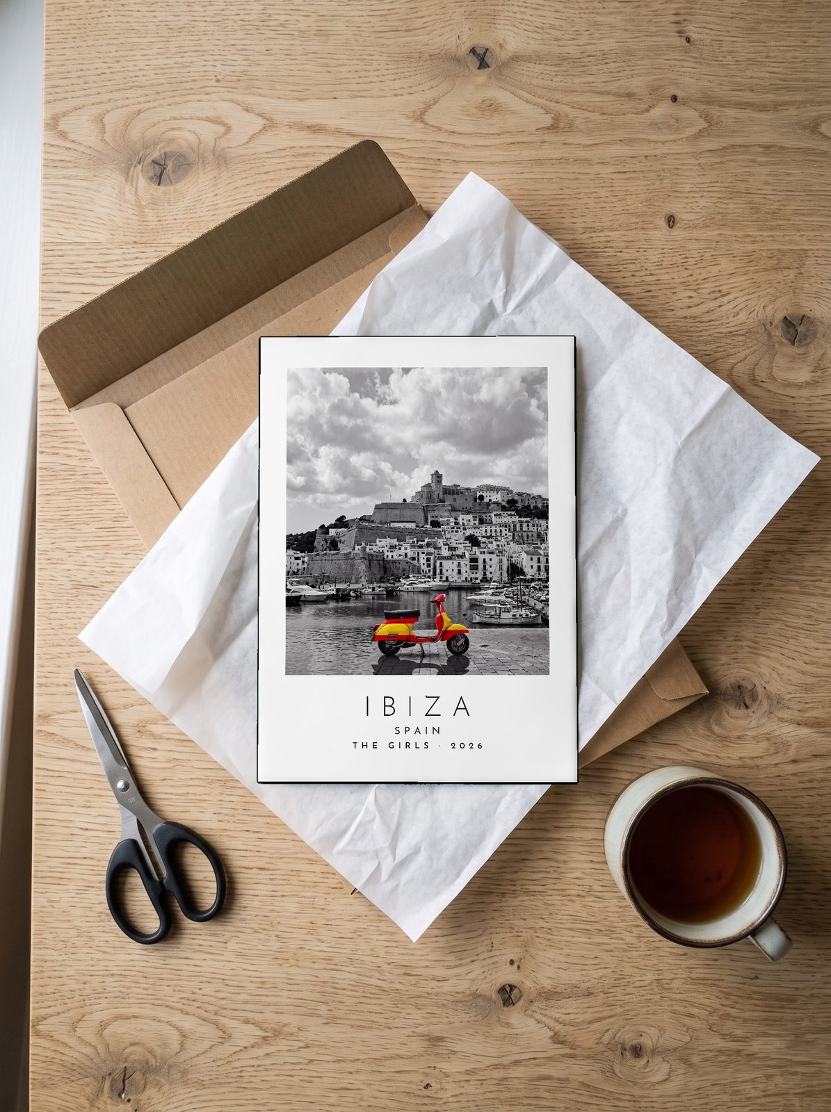 Our Trip Ibiza print: unboxing the unframed A4 print in its mailer