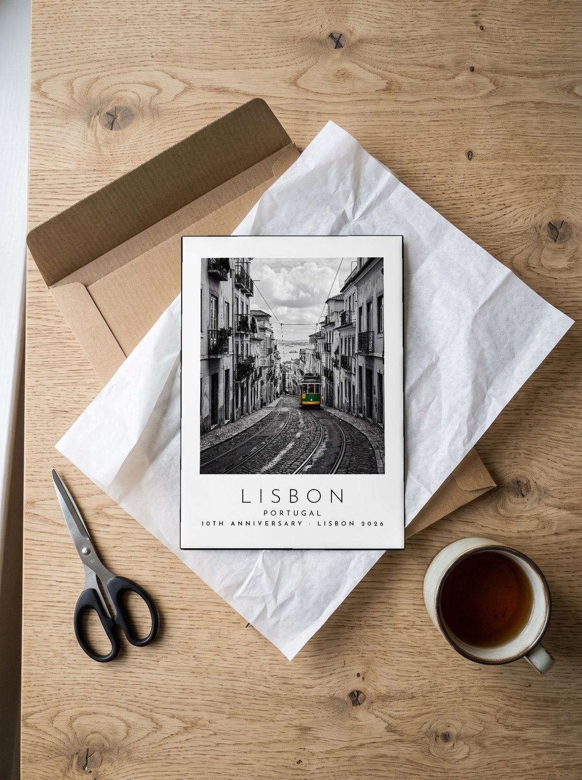 Our Trip Lisbon print: unboxing the unframed A4 print in its mailer