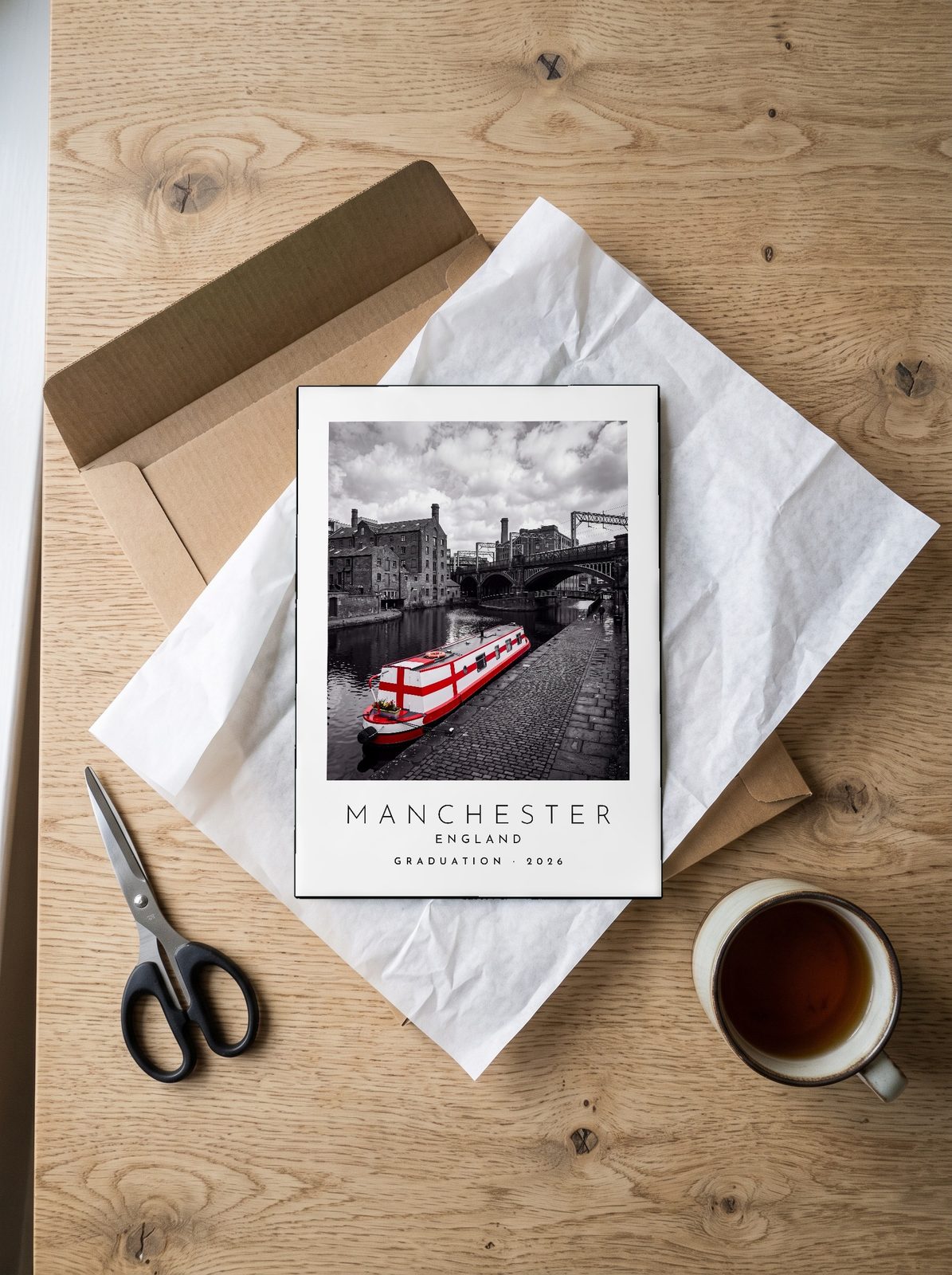 Our Trip Manchester print: unboxing the unframed A4 print in its mailer
