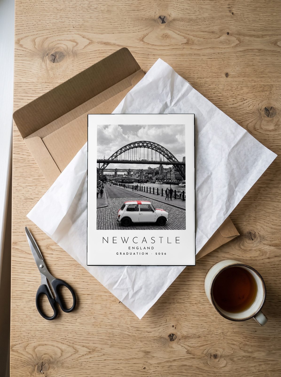 Our Trip Newcastle print: unboxing the unframed A4 print in its mailer
