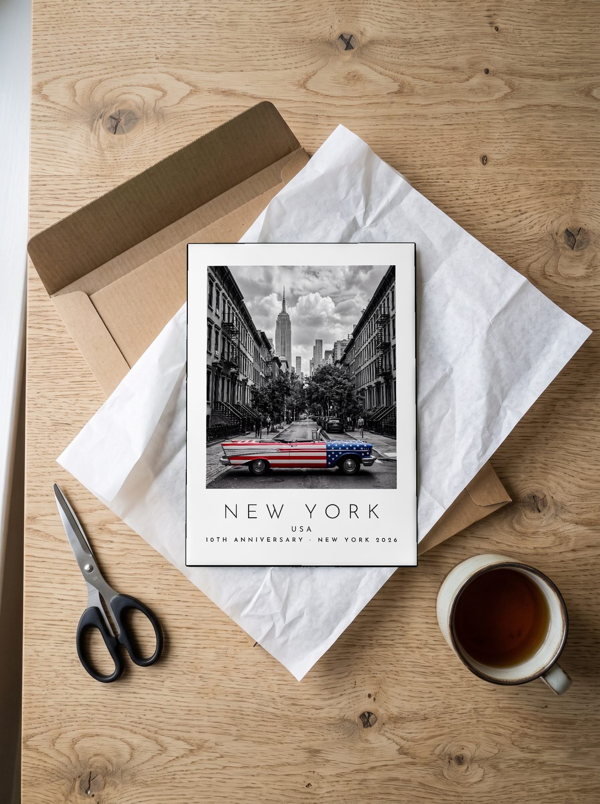 Our Trip New York print: unboxing the unframed A4 print in its mailer