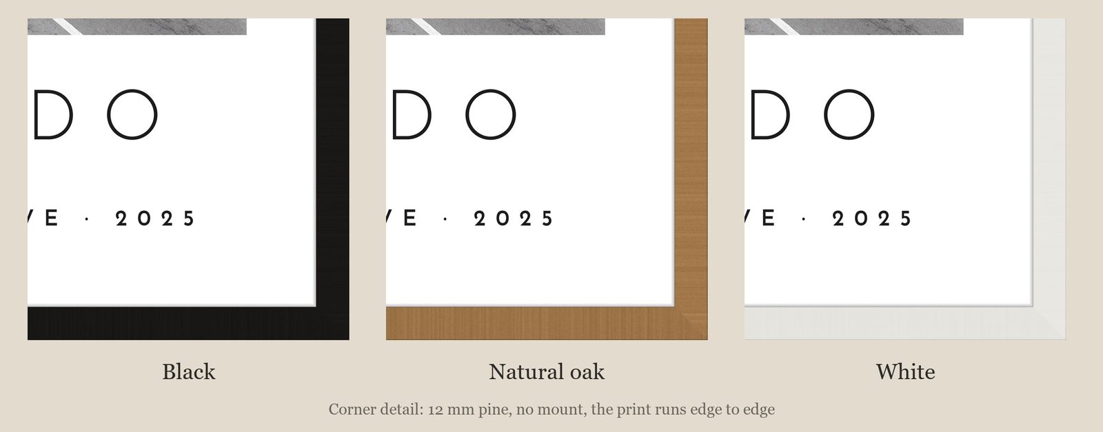 Our Trip Orlando print: corner detail of each finish