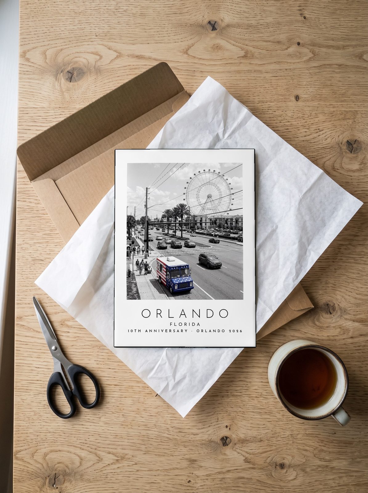 Our Trip Orlando print: unboxing the unframed A4 print in its mailer