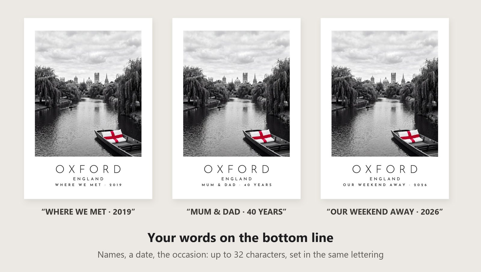 Our Trip Oxford print: three example lines to personalise it