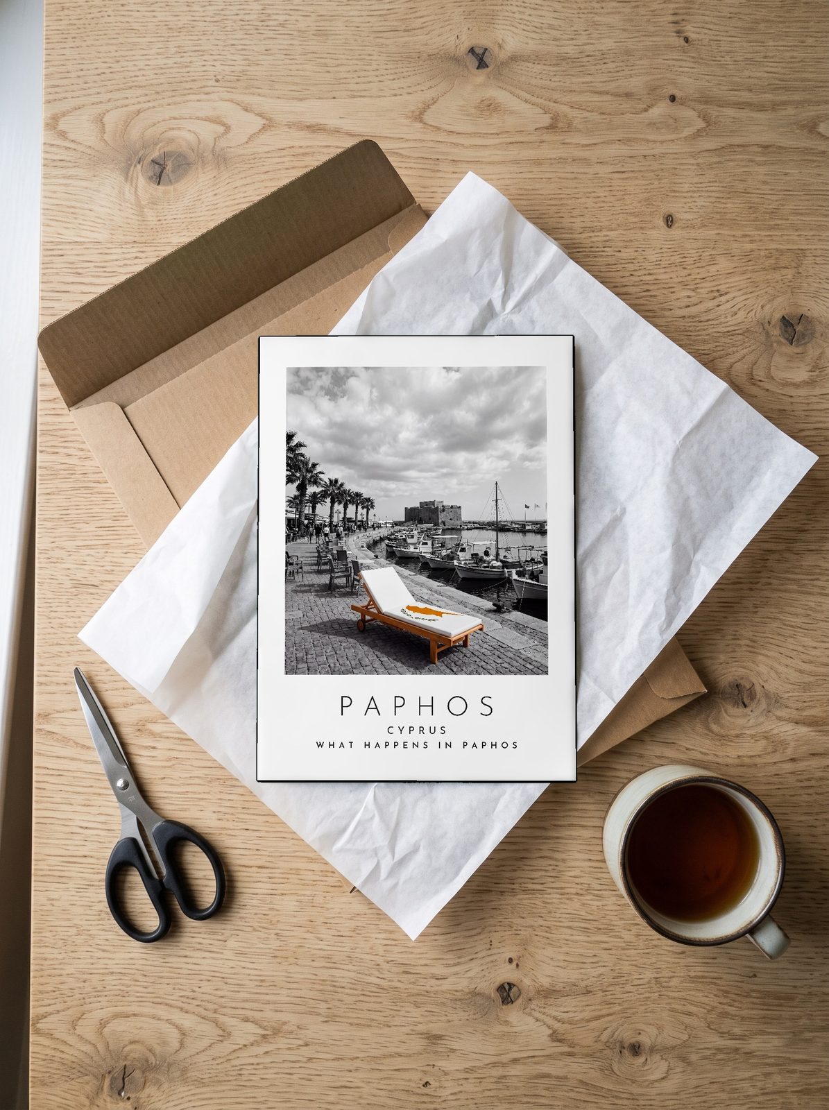 Our Trip Paphos print: unboxing the unframed A4 print in its mailer