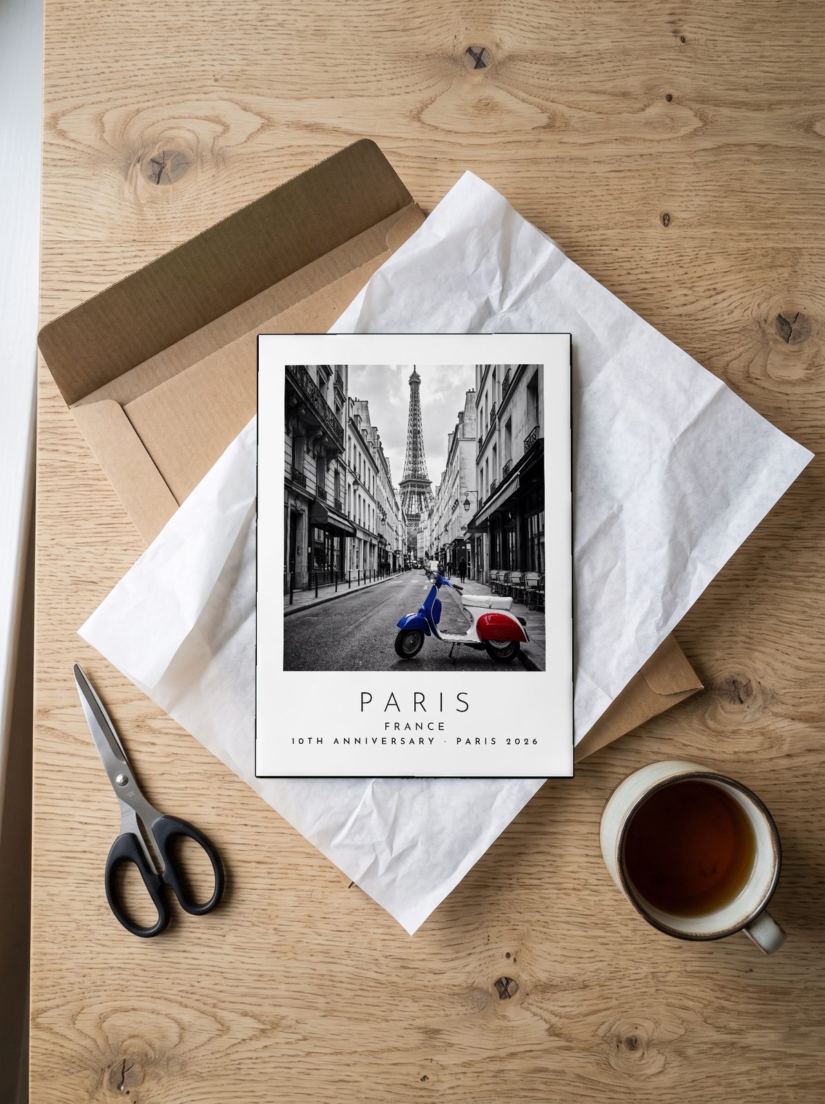 Our Trip Paris print: unboxing the unframed A4 print in its mailer