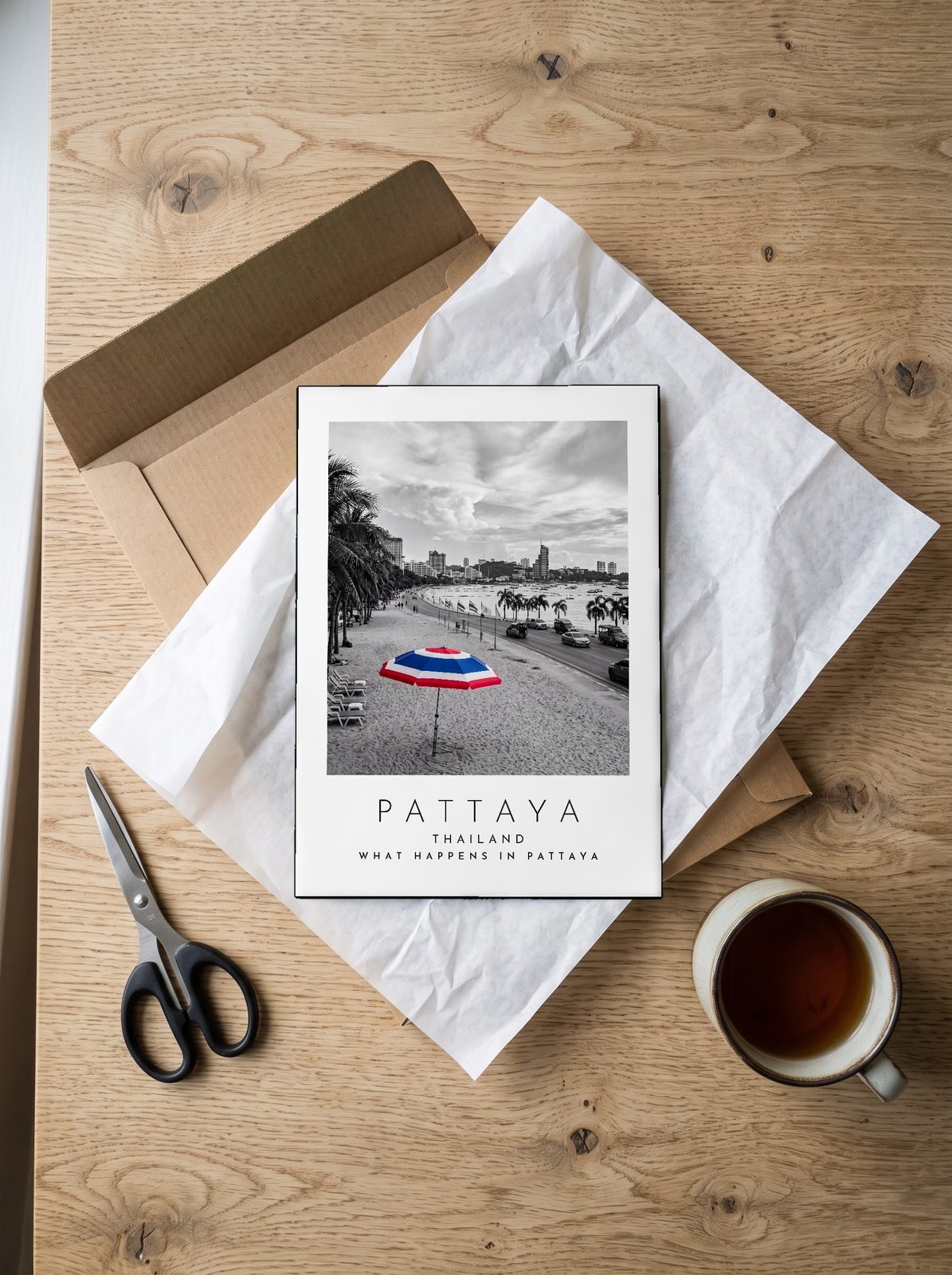 Our Trip Pattaya print: unboxing the unframed A4 print in its mailer