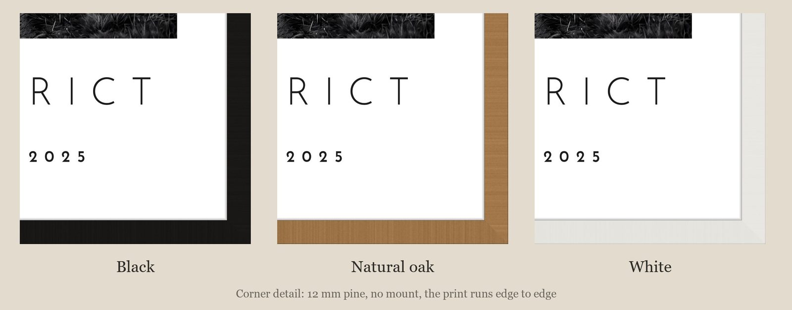 Our Trip Peak District print: corner detail of each finish