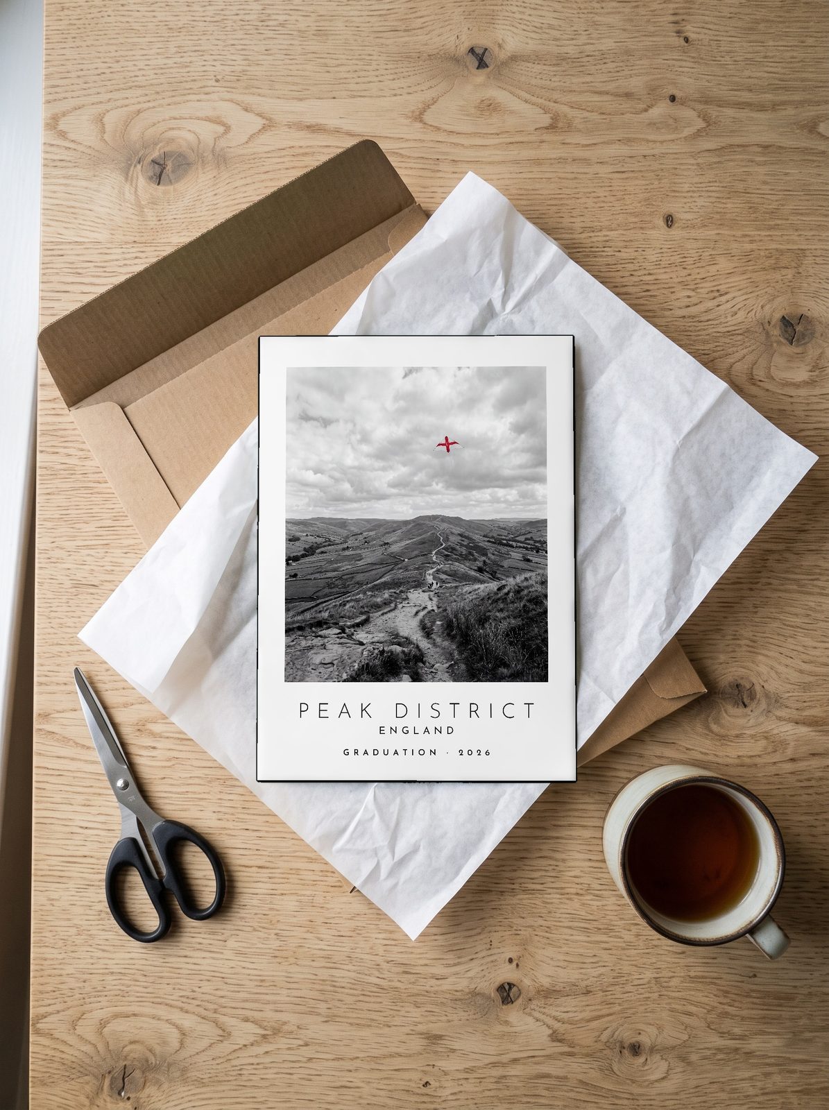 Our Trip Peak District print: unboxing the unframed A4 print in its mailer