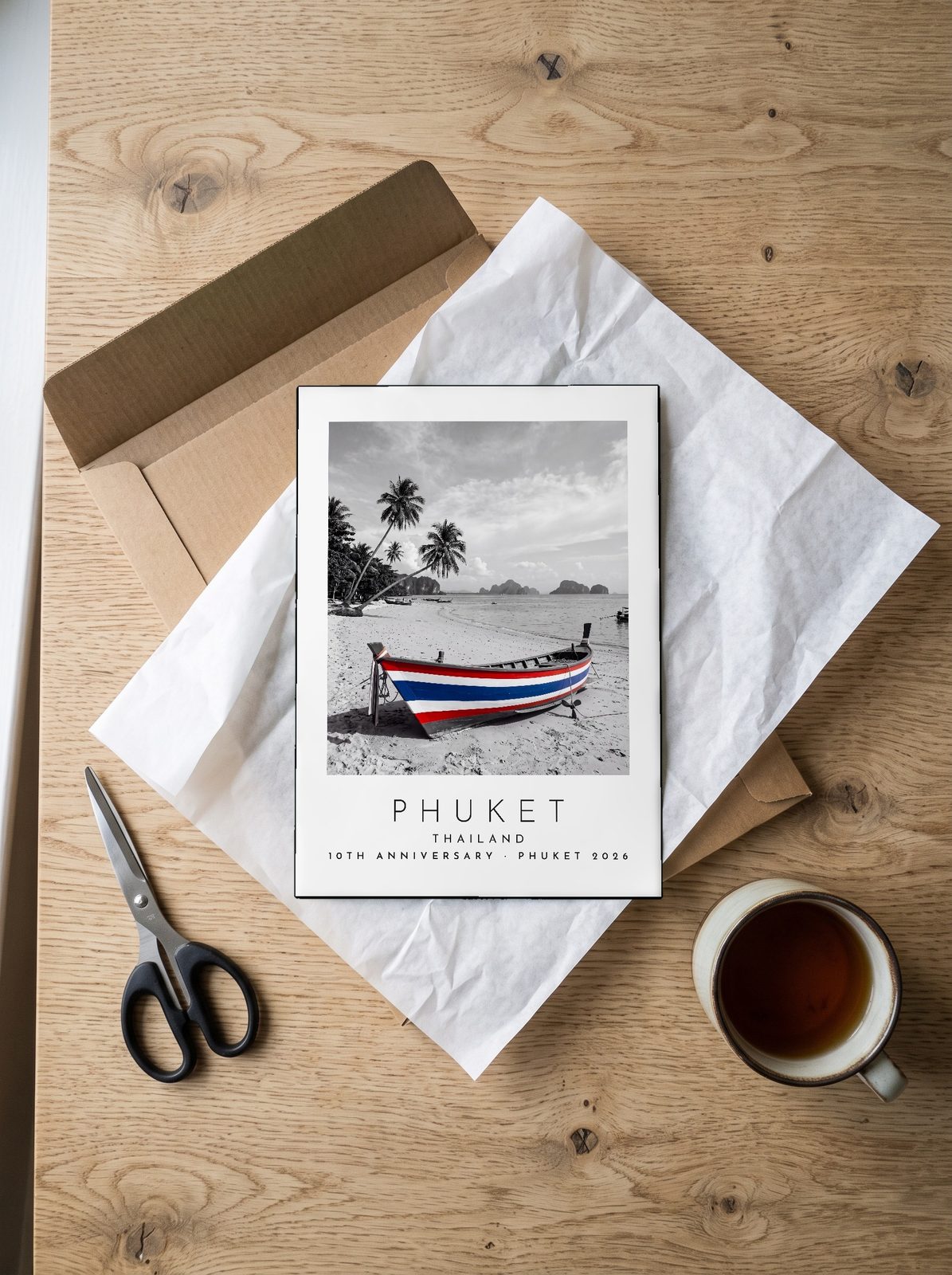 Our Trip Phuket print: unboxing the unframed A4 print in its mailer
