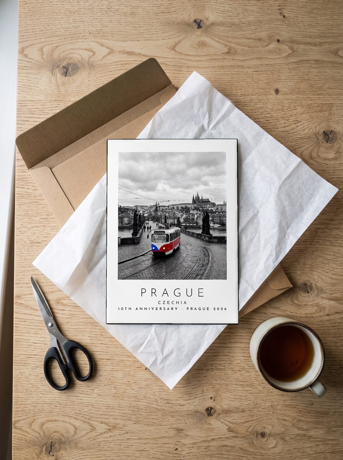 Our Trip Prague print: unboxing the unframed A4 print in its mailer