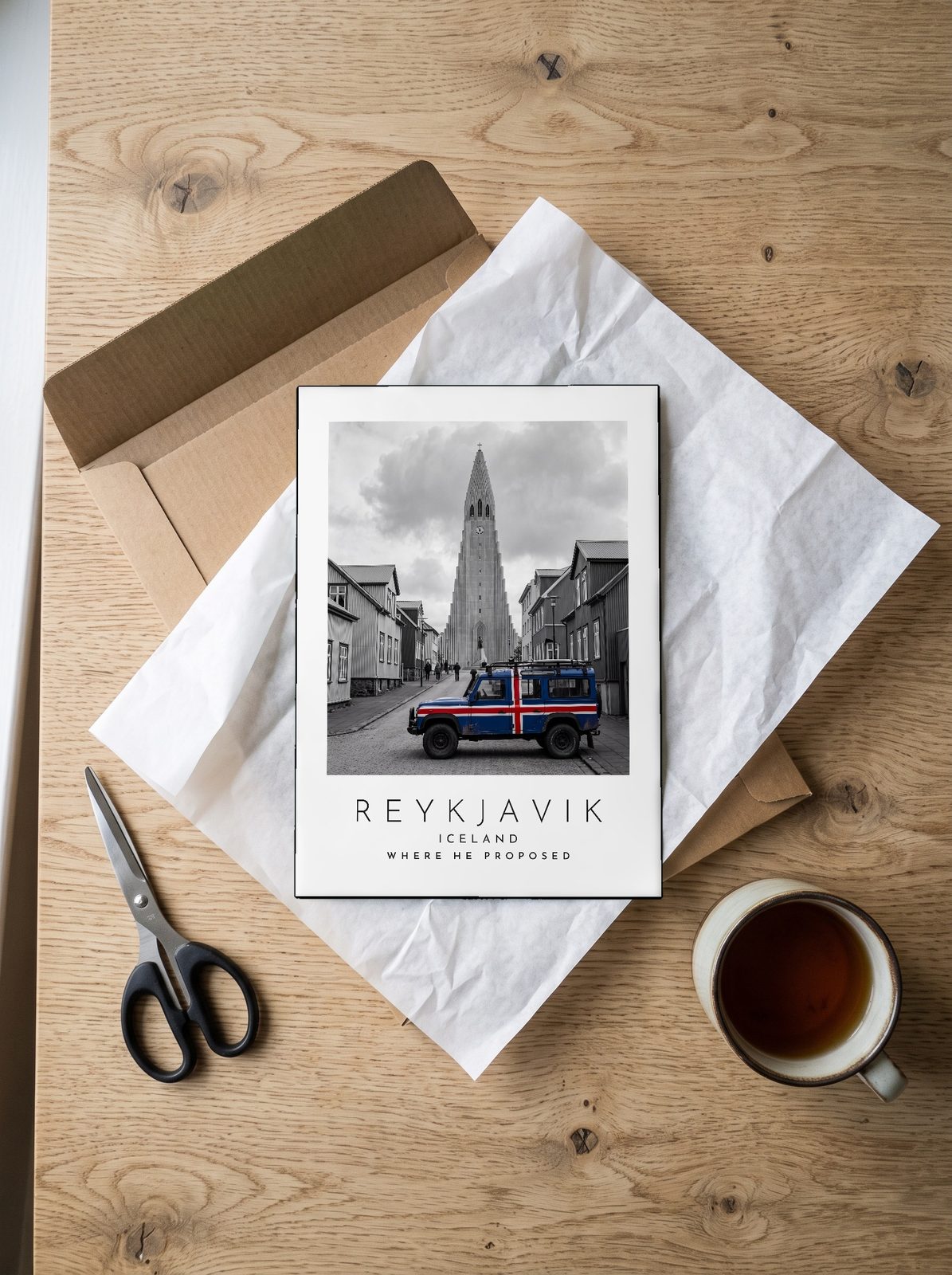 Our Trip Reykjavik print: unboxing the unframed A4 print in its mailer