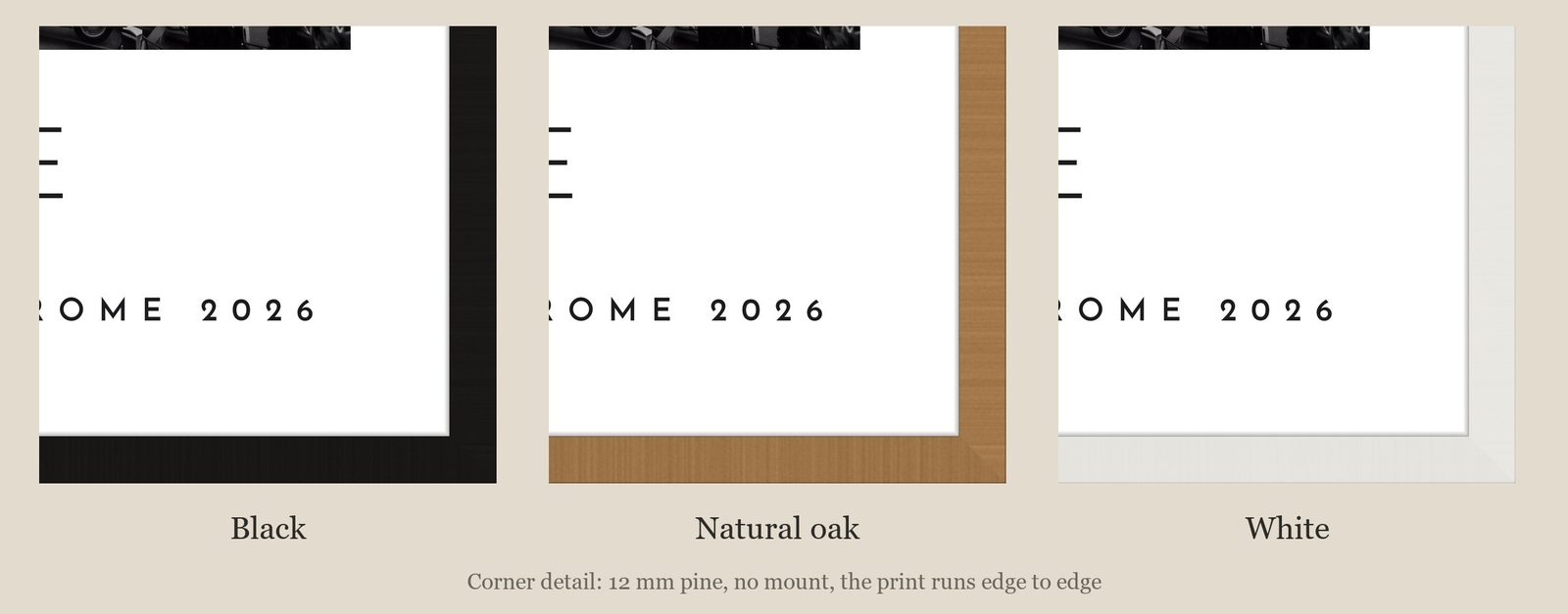 Our Trip Rome print: corner detail of each finish