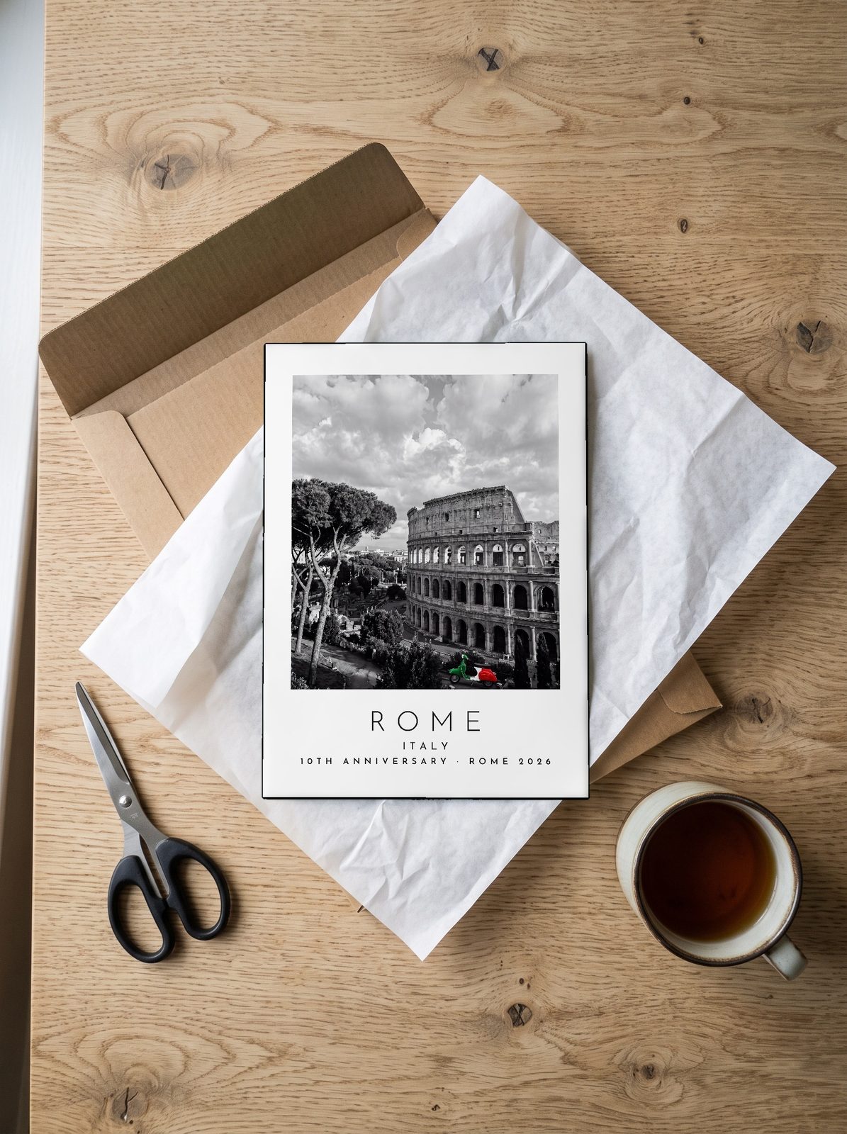 Our Trip Rome print: unboxing the unframed A4 print in its mailer