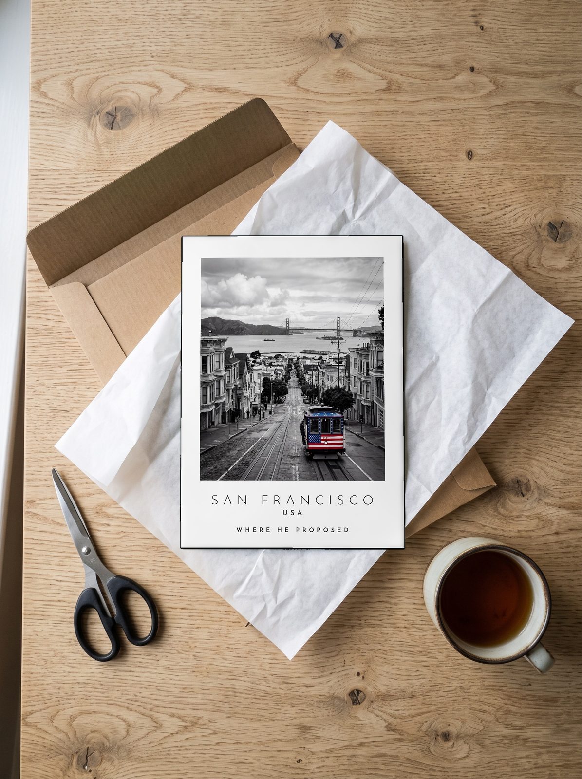 Our Trip San Francisco print: unboxing the unframed A4 print in its mailer