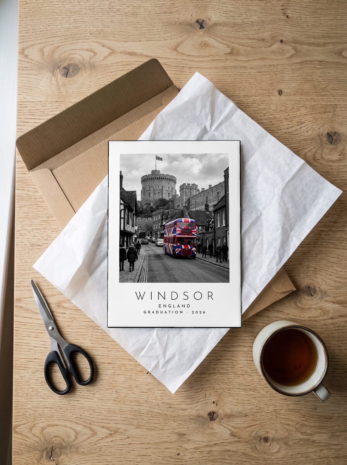Our Trip Windsor print: unboxing the unframed A4 print in its mailer