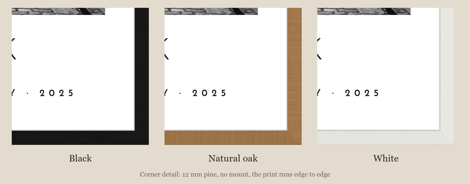 Our Trip York print: corner detail of each finish