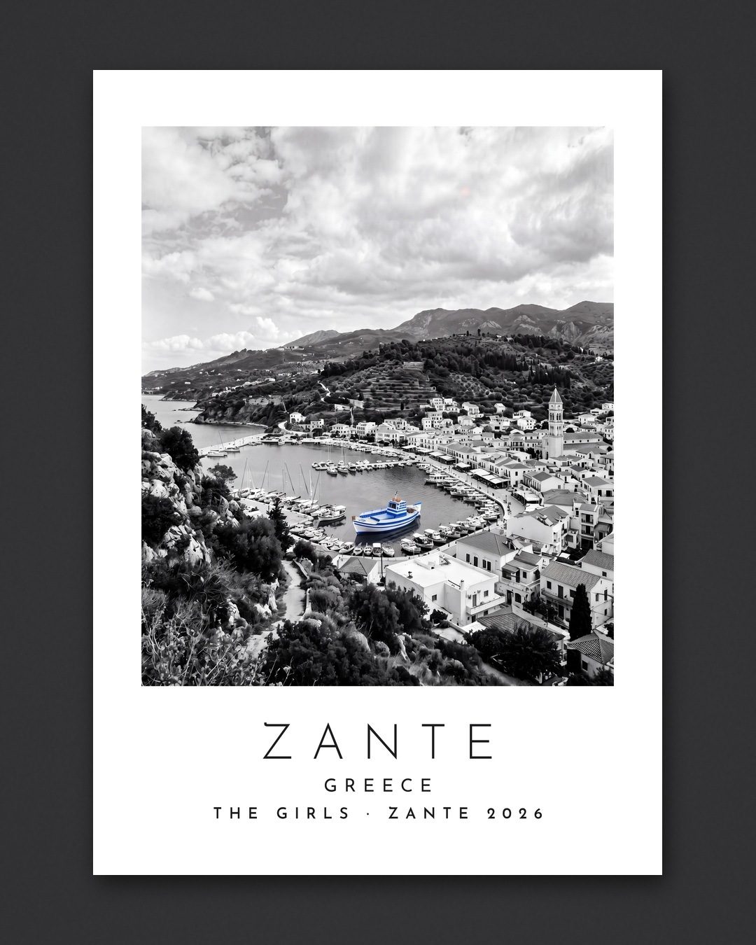Our Trip Zante print: the unframed print